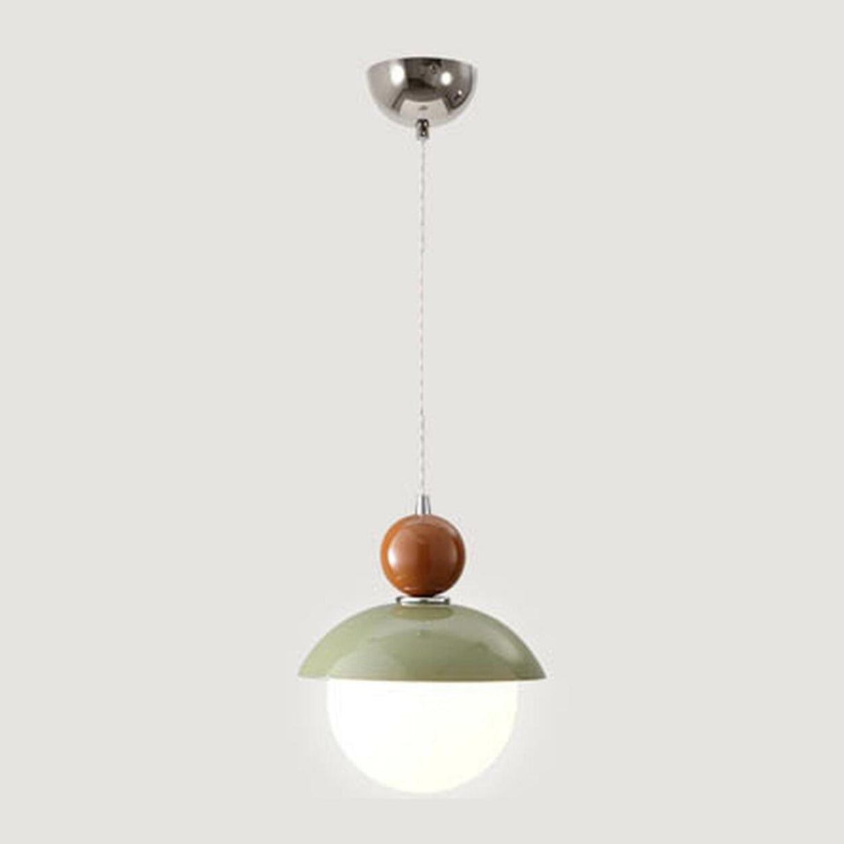 Modern Green Frosted Glass Globe Bedroom Pendant Light Image - 13