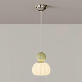 Modern Green Frosted Glass Globe Bedroom Pendant Light Image - 2