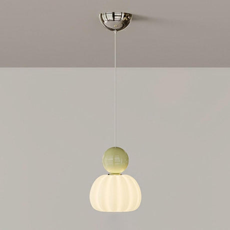 Modern Green Frosted Glass Globe Bedroom Pendant Light Image - 2