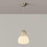 Modern Green Frosted Glass Globe Bedroom Pendant Light Image - 4