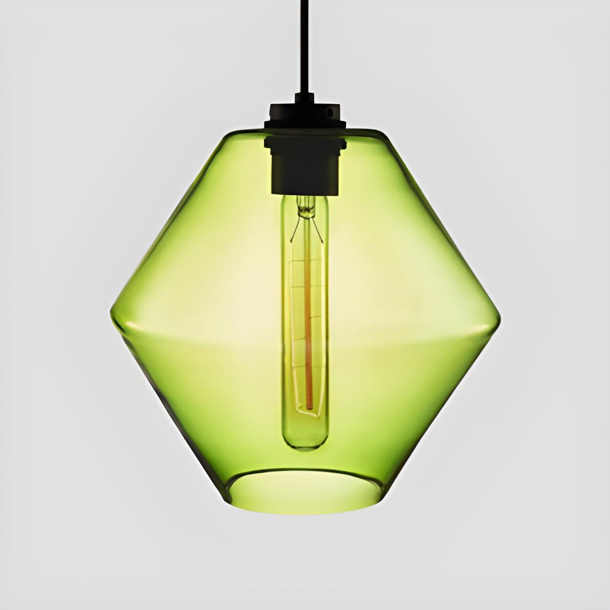 Modern Green Glass Cylindrical Geometric Pendant Light Set Image - 4