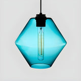 Modern Green Glass Cylindrical Geometric Pendant Light Set Image - 8