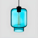 Modern Green Glass Cylindrical Geometric Pendant Light Set Image - 9