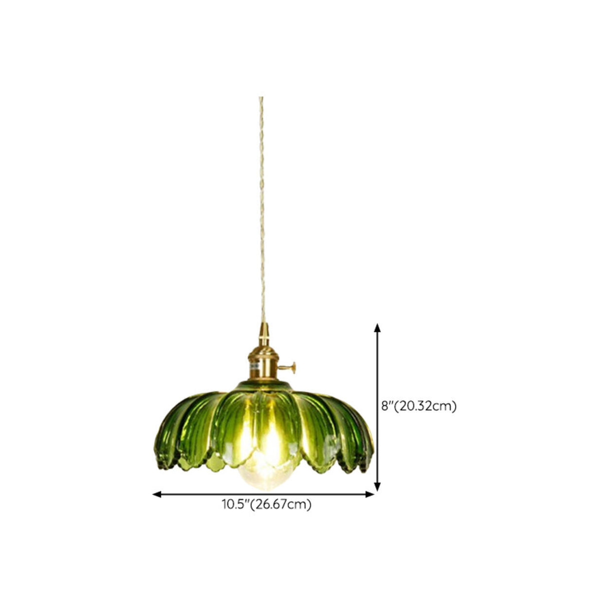 Modern Green Glass Flower Pendant Light Adjustable Rope 