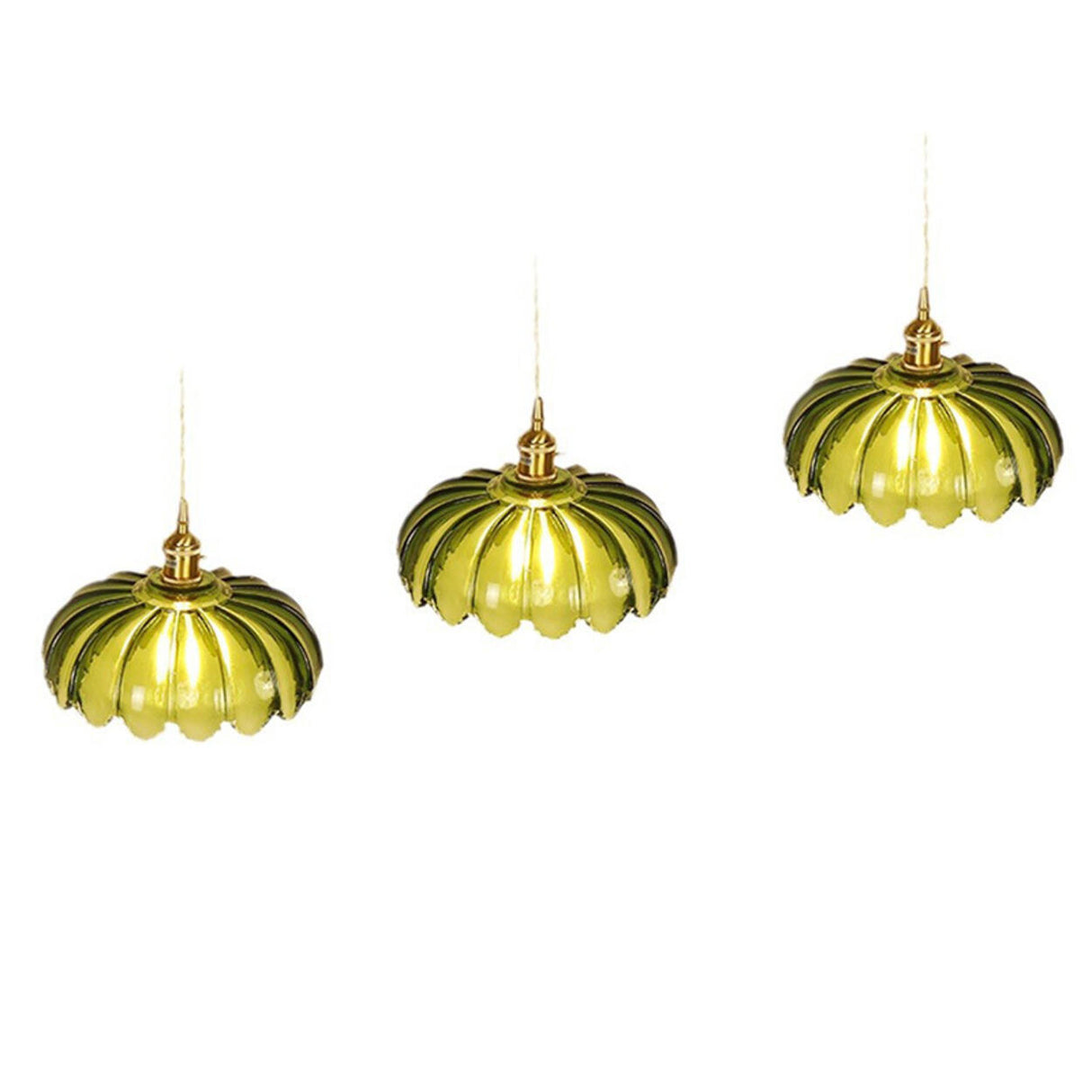 Modern Green Glass Flower Pendant Light Adjustable Rope Image - 5