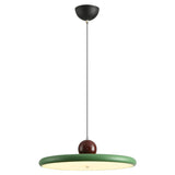 Modern Green Metal Disc Pendant Light Adjustable Height Image - 10