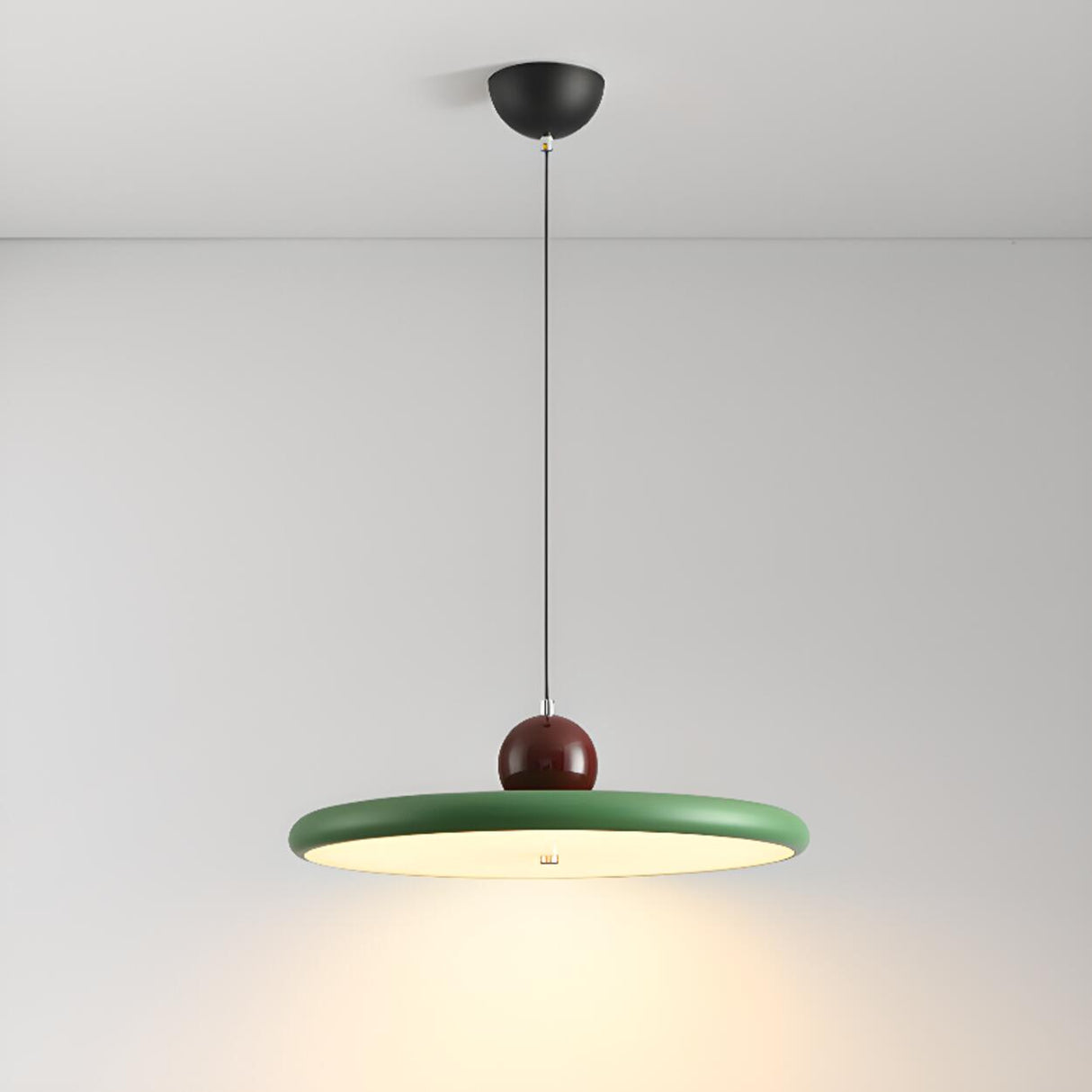 Modern Green Metal Disc Pendant Light Adjustable Height Image - 12