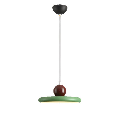 Modern Green Metal Disc Pendant Light Adjustable Height Image - 2