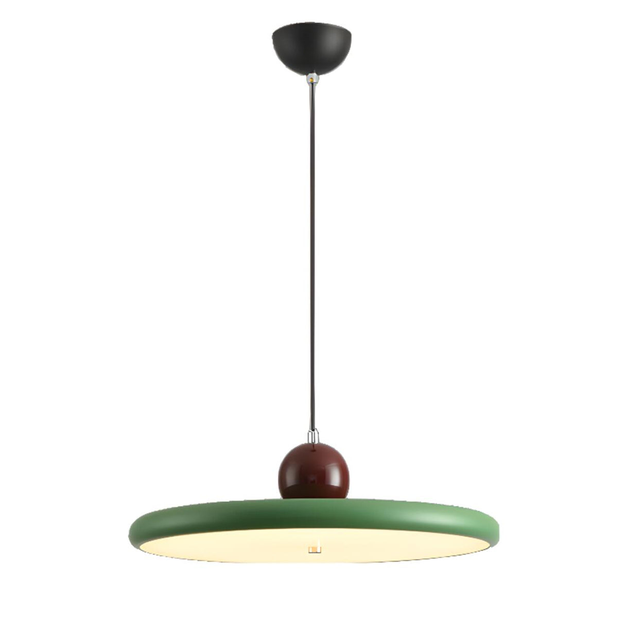 Modern Green Metal Disc Pendant Light Adjustable Height Image - 9