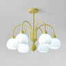 Modern Green Metal Floral White Glass Chandelier Image - 10