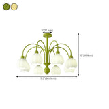 Modern Green Metal Floral White Glass Chandelier Image - 26