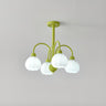 Modern Green Metal Floral White Glass Chandelier Image - 6