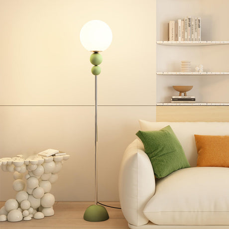 Modern Green Metal White Spherical Floor Lamp Image - 1