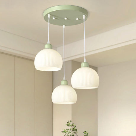 Modern Green Triple Dome Glass Pendant Light Image - 1