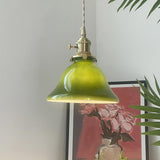 Modern Green White Glass Dome Metal Pendant Light Image - 1