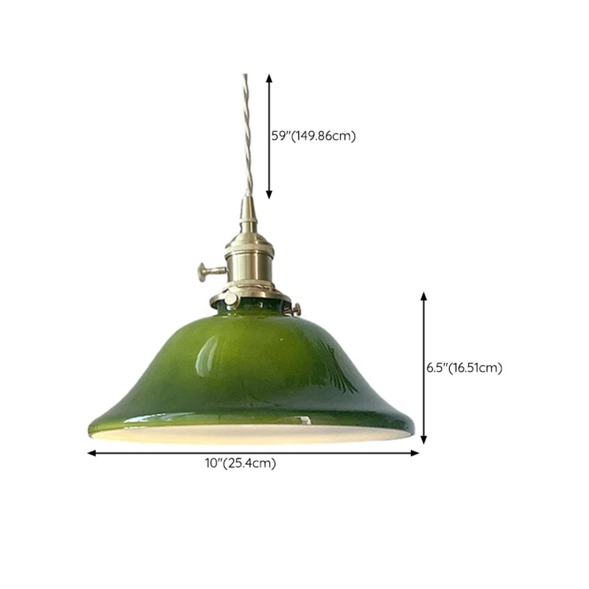 Modern Green White Glass Dome Metal Pendant Light Image - 12