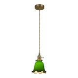 Modern Green White Glass Dome Metal Pendant Light Image - 5