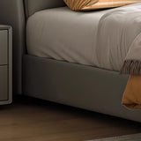 Modern Grey Leather Queen Storage Bed with Headboard Image - 4