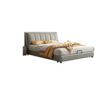 Modern Grey Leather Queen Storage Bed with Headboard Image - 6