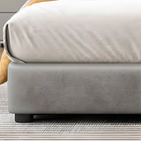 Modern Grey Leather Queen Storage Bed with Headboard Image - 7