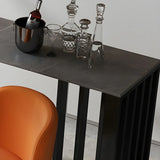 Modern Grey Rectangular Stone Marble Metal Bar Table Image - 4