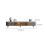 Modern Grey Stone Drawers Shelves Long Length TV Stand Image - 13