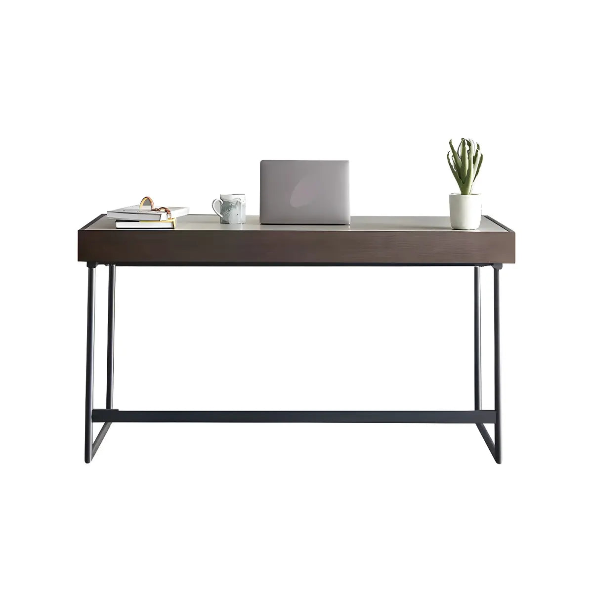 Modern Grey Stone Drawers Steel Sledge Writing Desk Image - 2