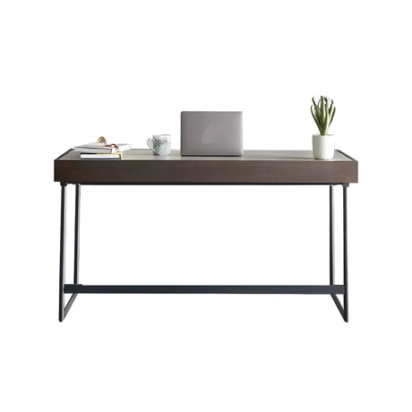 Modern Grey Stone Drawers Steel Sledge Writing Desk Image - 2