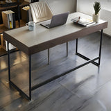 Modern Grey Stone Drawers Steel Sledge Writing Desk Image - 5