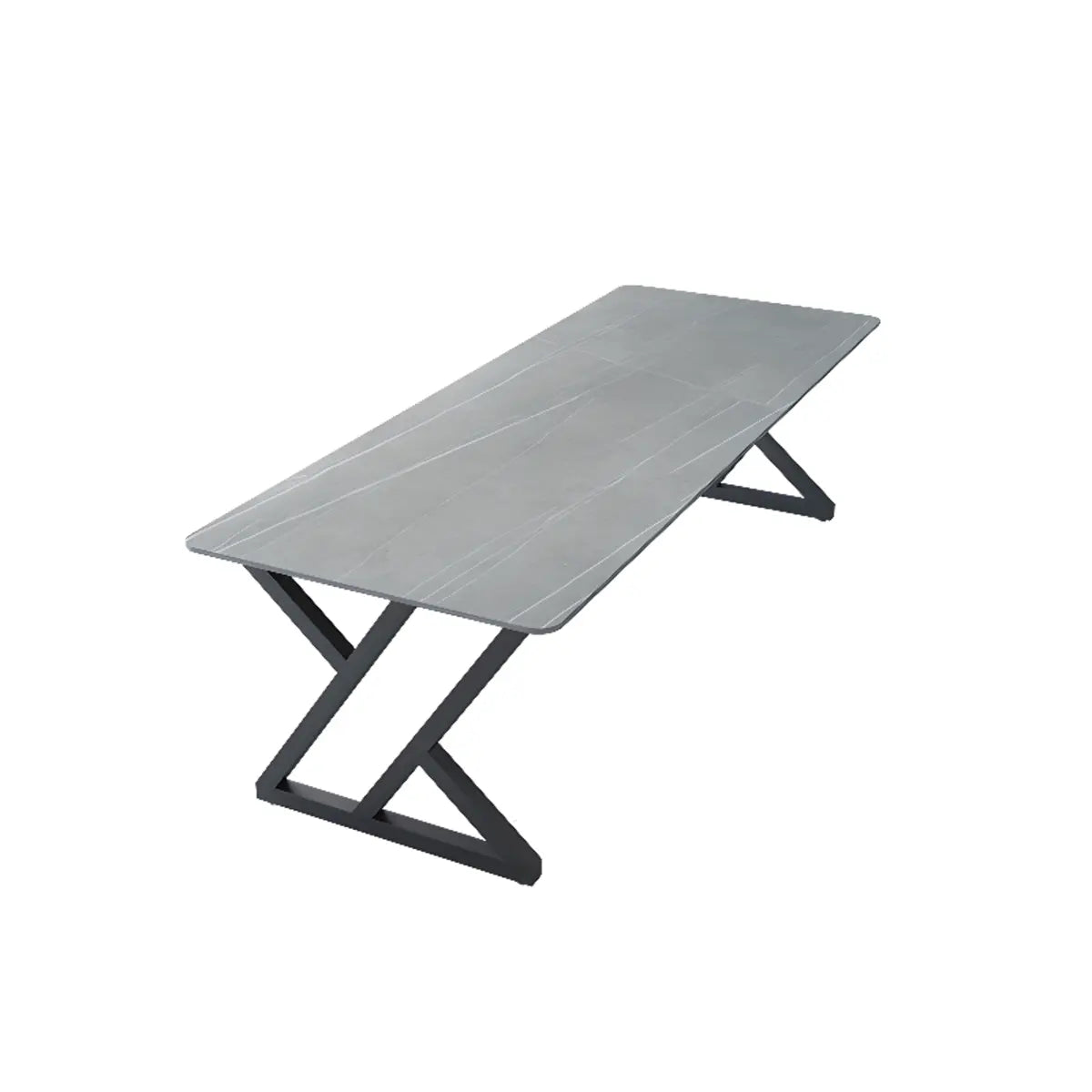 Modern Grey Stone Rectangle Conference Writing Desk Image - 2