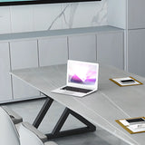 Modern Grey Stone Rectangle Conference Writing Desk Image - 4