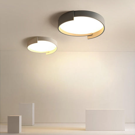 Modern Grey White Round LED Flush Mount Ceiling Light Image - 1