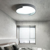 Modern Grey White Round LED Flush Mount Ceiling Light Image - 2