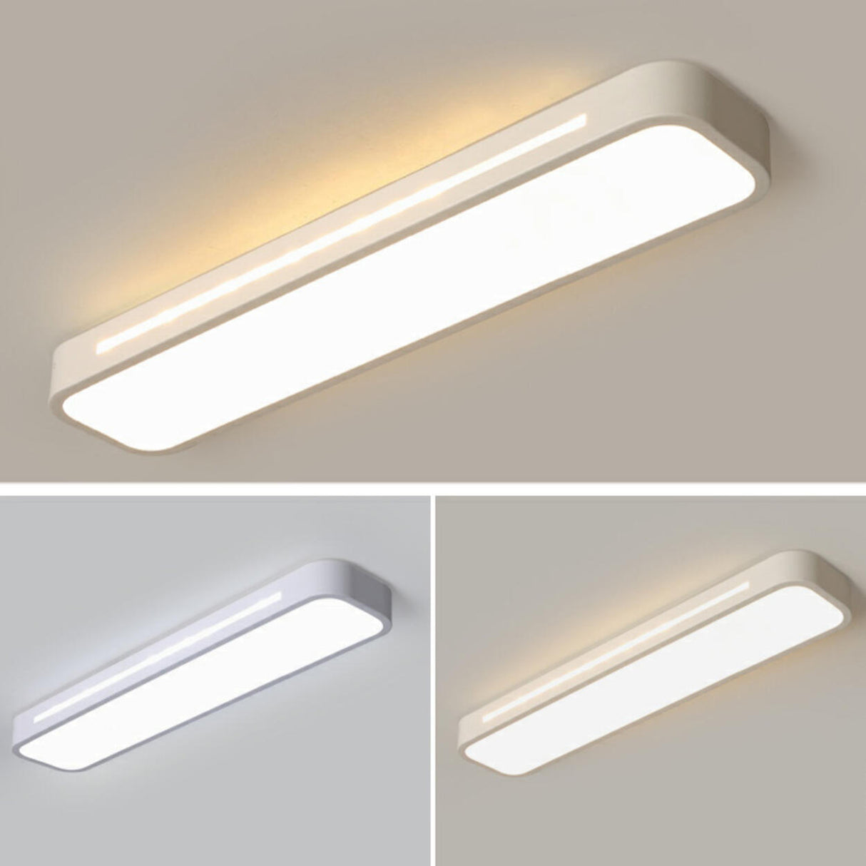 Modern Hallway White Rectangle LED Flush Mount Light Image - 10