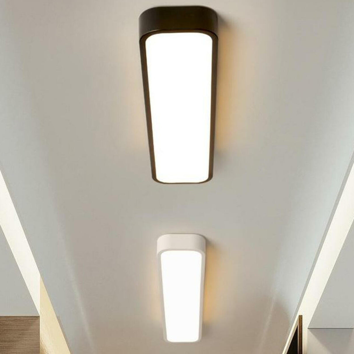 Modern Hallway White Rectangle LED Flush Mount Light Image - 4