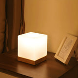 Modern Hexagonal Wooden Table Lamp Warm Light Bedroom Image - 15