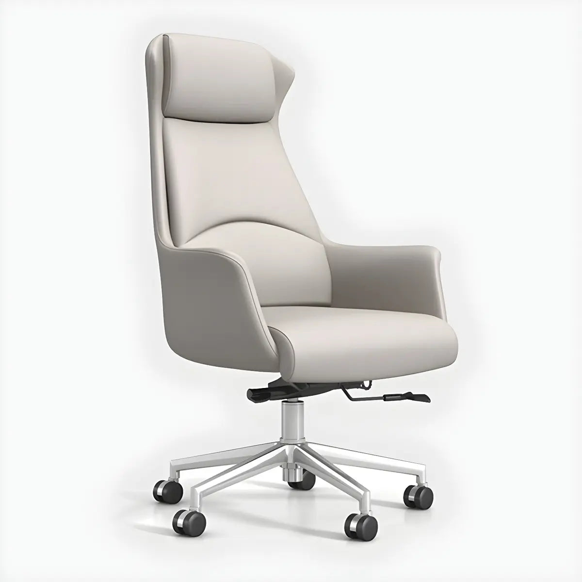 Modern High-Back Leather Executive Black Office Chair Image - 3