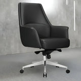 Modern High-Back Leather Executive Black Office Chair Image - 5