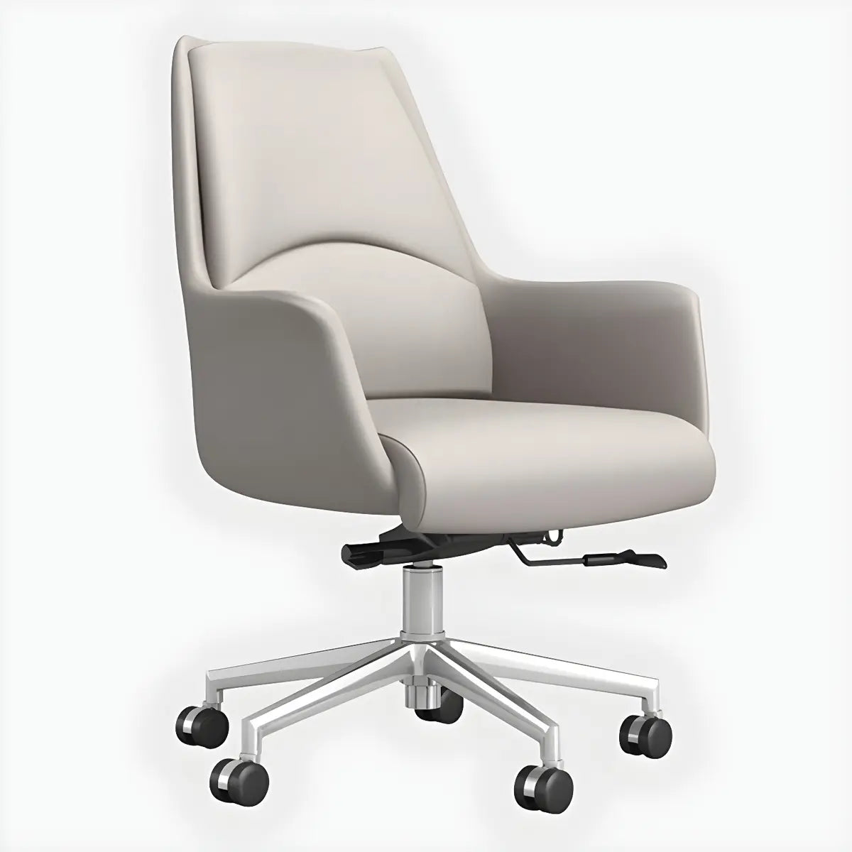 Modern High-Back Leather Executive Black Office Chair Image - 6