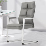 Modern High-Back Leather Grey Ergonomic Office Chair Image - 1