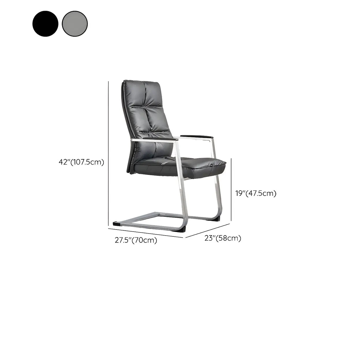 Modern High-Back Leather Grey Ergonomic Office Chair 