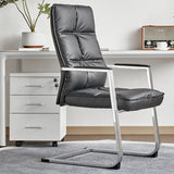 Modern High-Back Leather Grey Ergonomic Office Chair Image - 2