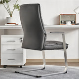 Modern High-Back Leather Grey Ergonomic Office Chair Image - 4