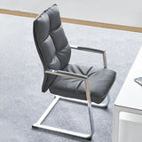 Modern High-Back Leather Grey Ergonomic Office Chair Image - 5