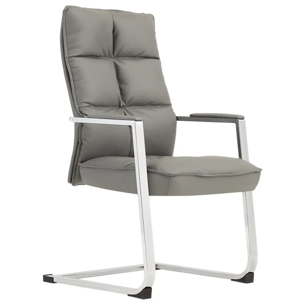 Modern High-Back Leather Grey Ergonomic Office Chair Image - 7