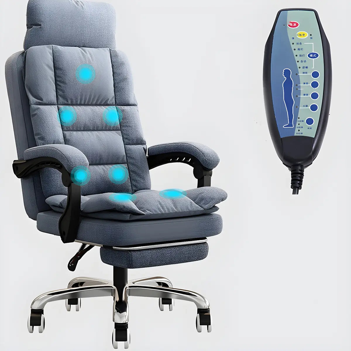 Modern High-Back Linen Swivel Ergonomic Office Chair Image - 11