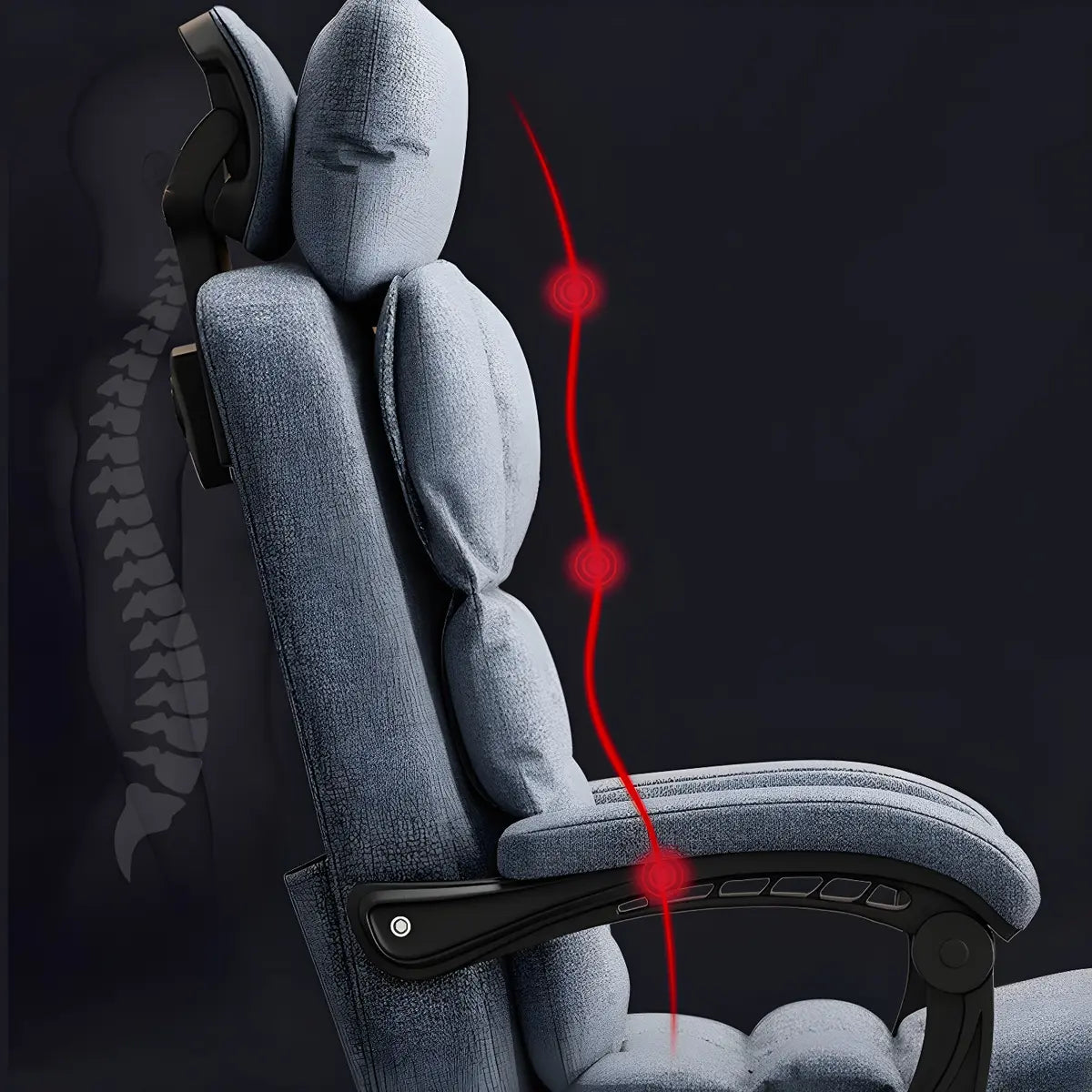 Modern High-Back Linen Swivel Ergonomic Office Chair Image - 13