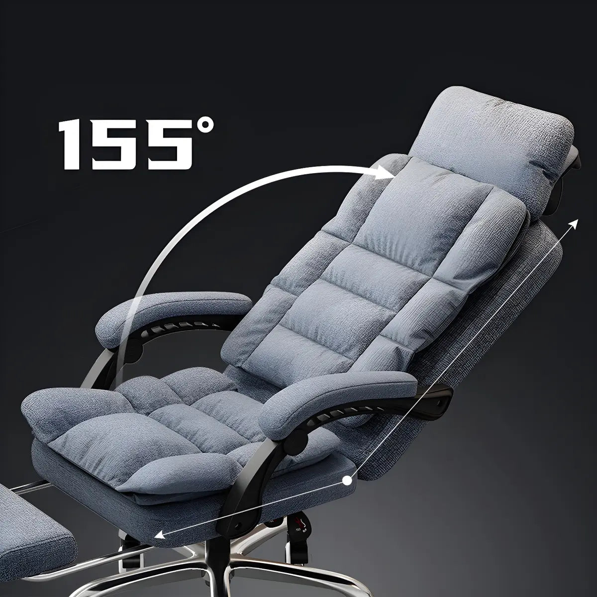 Modern High-Back Linen Swivel Ergonomic Office Chair Image - 15