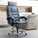 Modern High-Back Linen Swivel Ergonomic Office Chair Image - 2