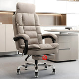 Modern High-Back Linen Swivel Ergonomic Office Chair Image - 25